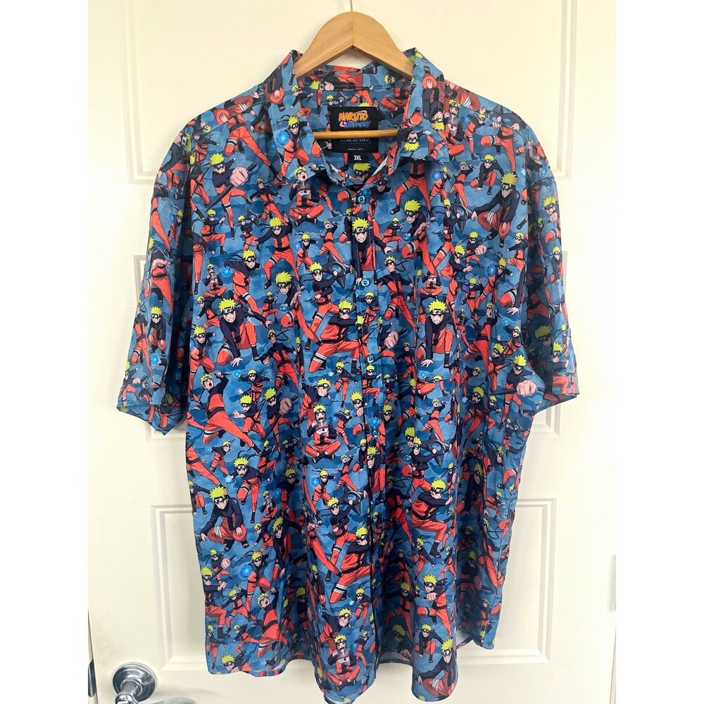RSVLTS Naruto Shippuden Uzumaki Barrage KUNUFLEX Button Up Shirt Mens 3XL Anime